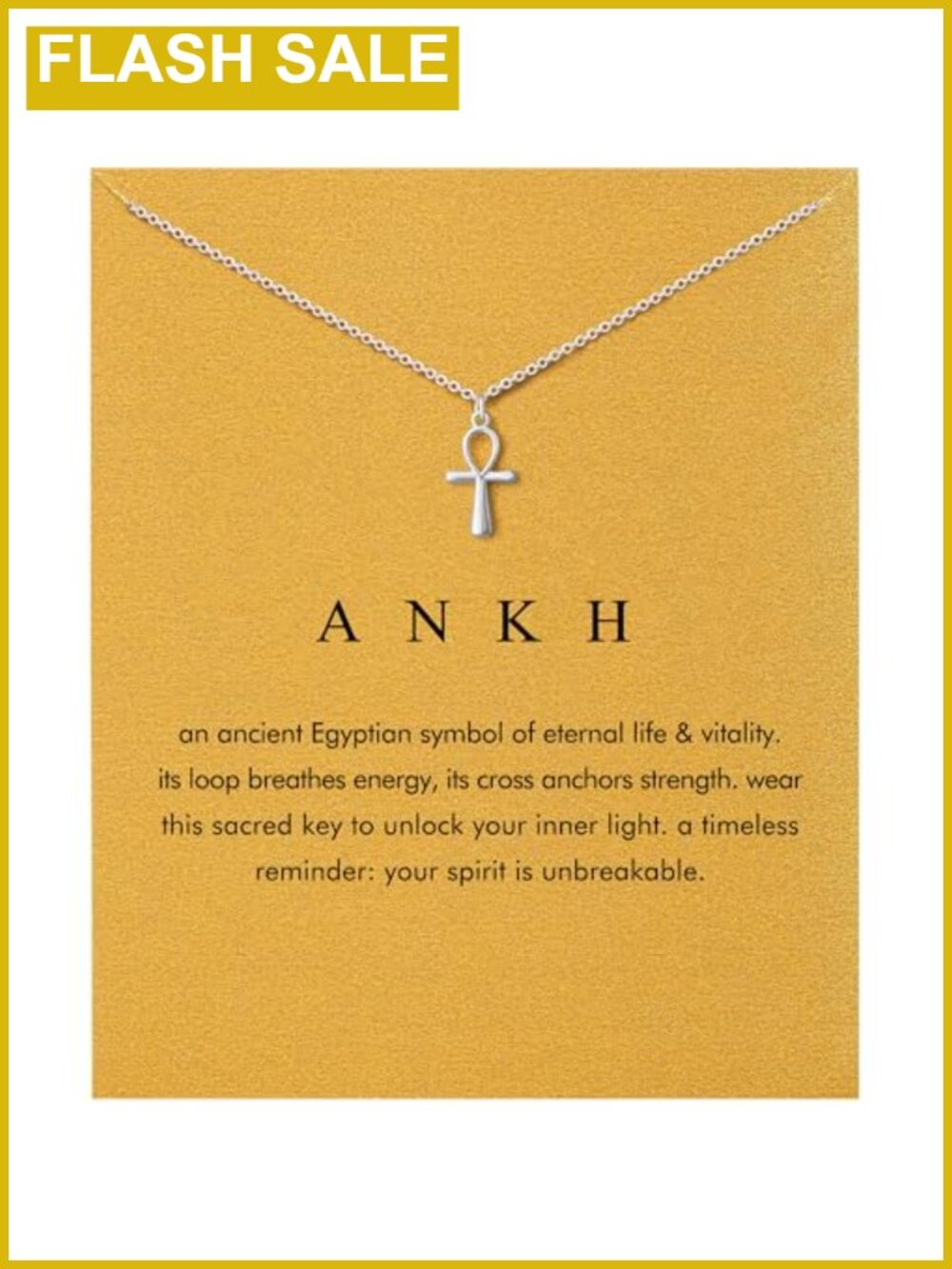 Dainty Ankh Pendant Necklace for Women, Stainless Steel, Adjustable Chain